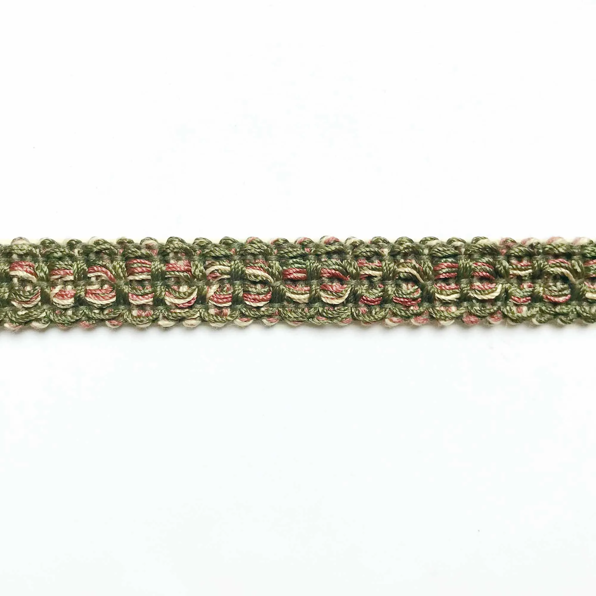 Olive Green and Coral High Quality Decorative Gimp Trim by the yard