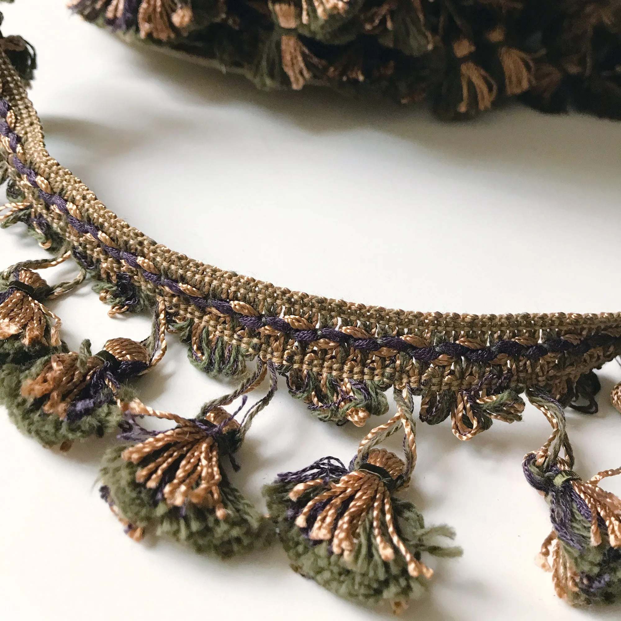 Olive Green and Purple High Quality Decorative Tassel Trim by the yard