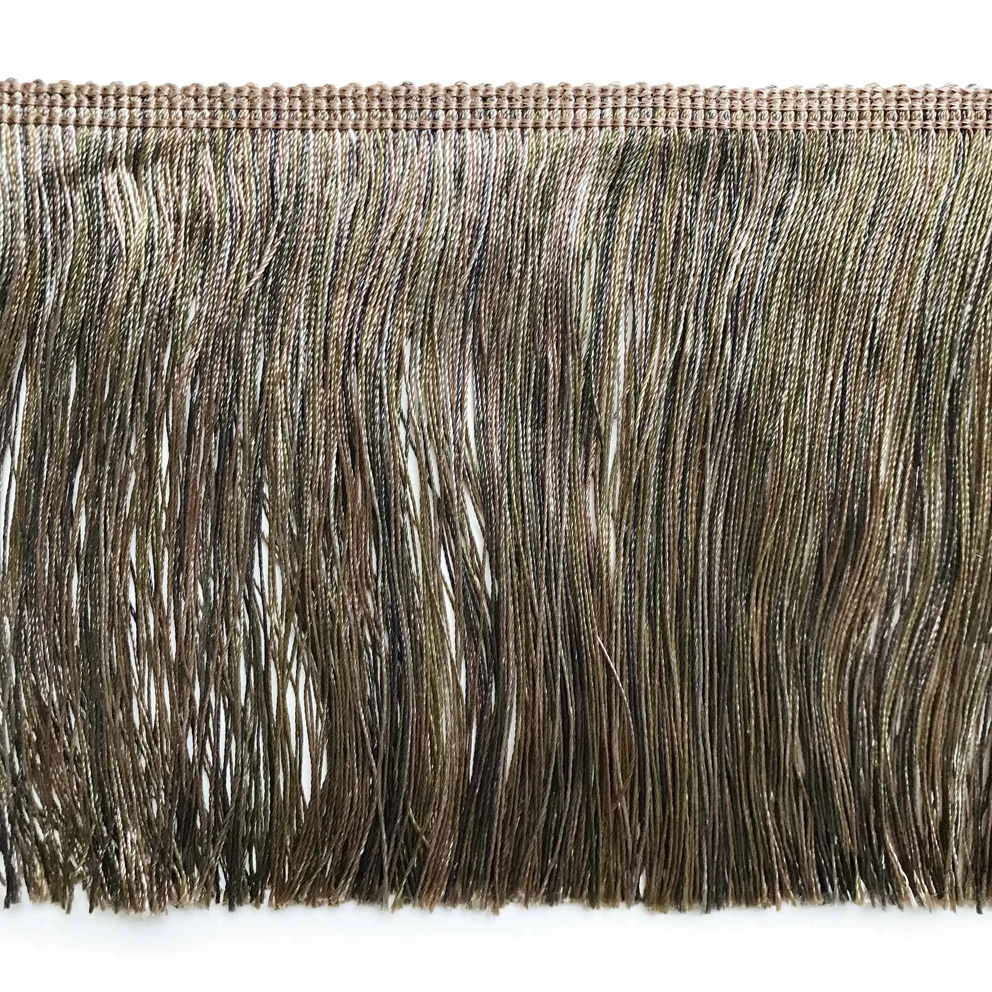 Olive Green and Tan High Quality Decorative Brush Fringe Trim by the yard