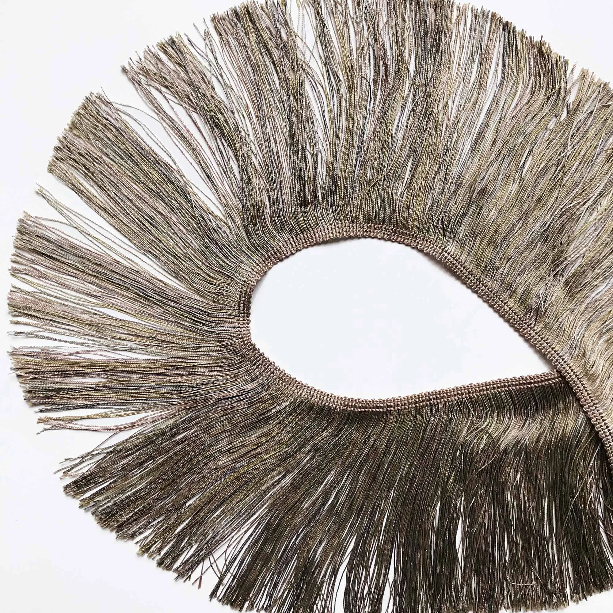 Olive Green and Tan High Quality Decorative Brush Fringe Trim by the yard