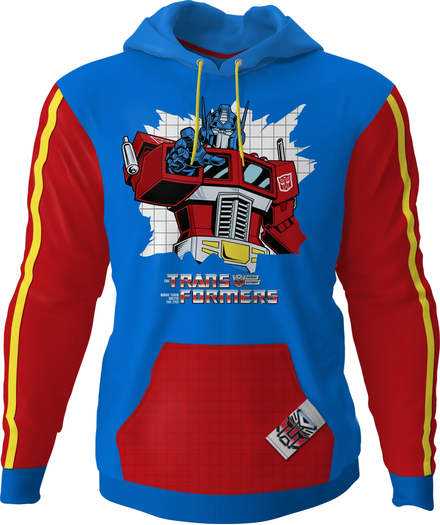 Optimus Prime Vintage Striped Sleeve Transformers Pullover Hoodie