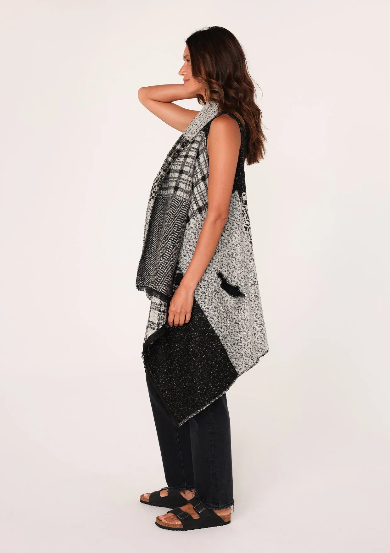 Oversized Plaid Cascade Sweater Vest