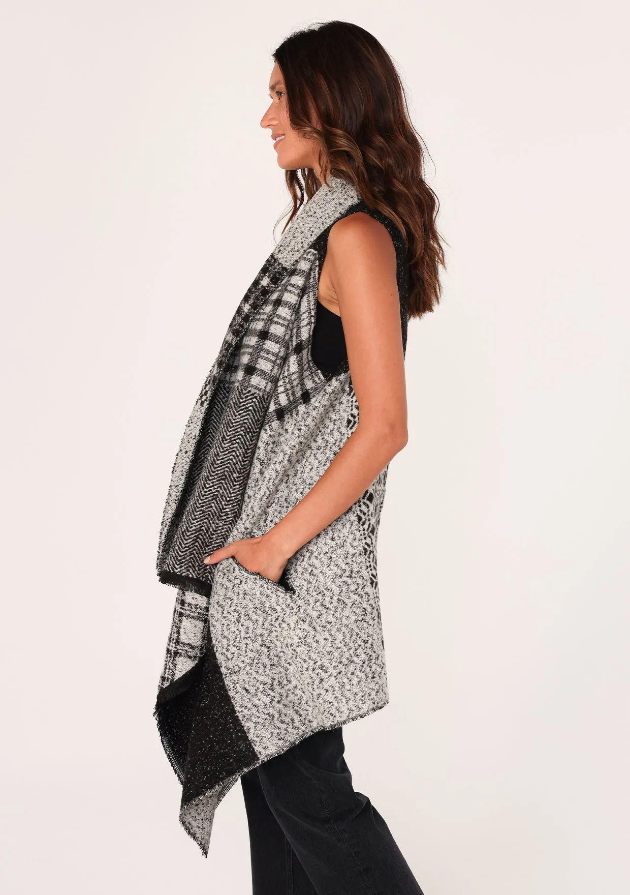 Oversized Plaid Cascade Sweater Vest