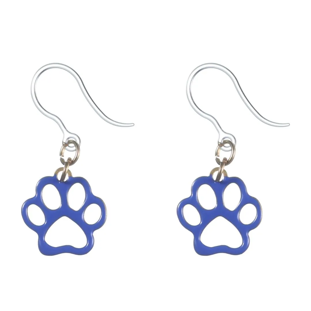 Painted Paw Print Dangles Hypoallergenic Earrings for Sensitive Ears Made with Plastic Posts