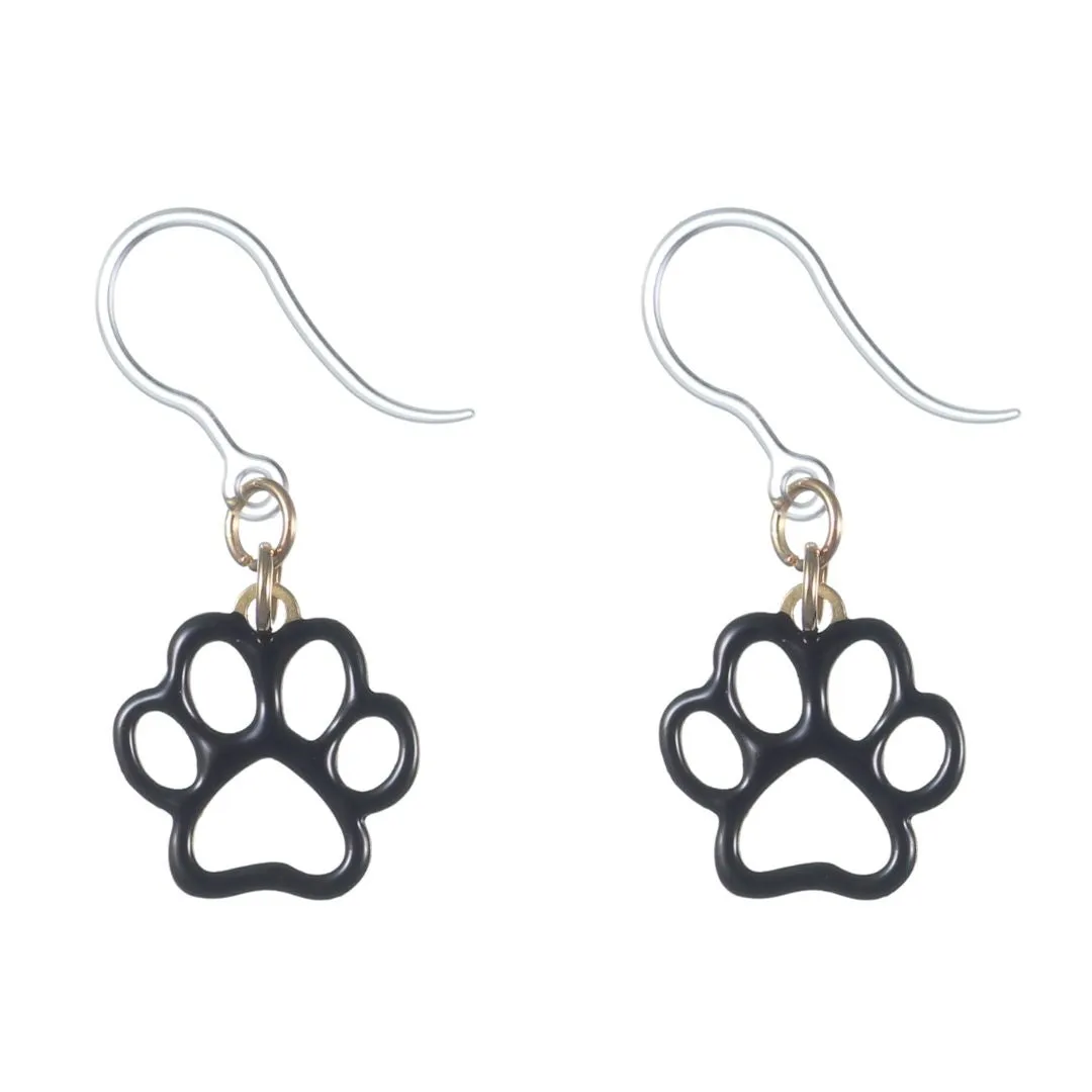 Painted Paw Print Dangles Hypoallergenic Earrings for Sensitive Ears Made with Plastic Posts