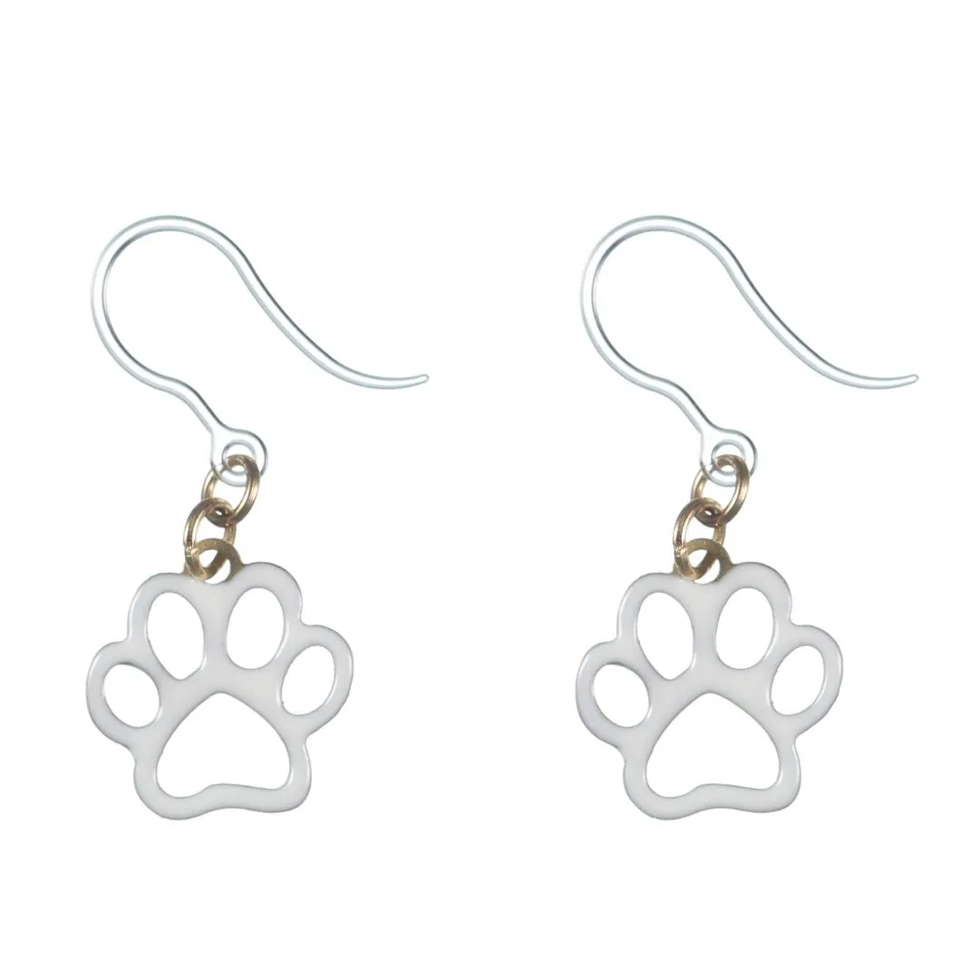 Painted Paw Print Dangles Hypoallergenic Earrings for Sensitive Ears Made with Plastic Posts