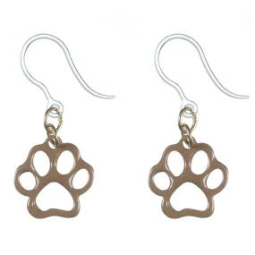 Painted Paw Print Dangles Hypoallergenic Earrings for Sensitive Ears Made with Plastic Posts