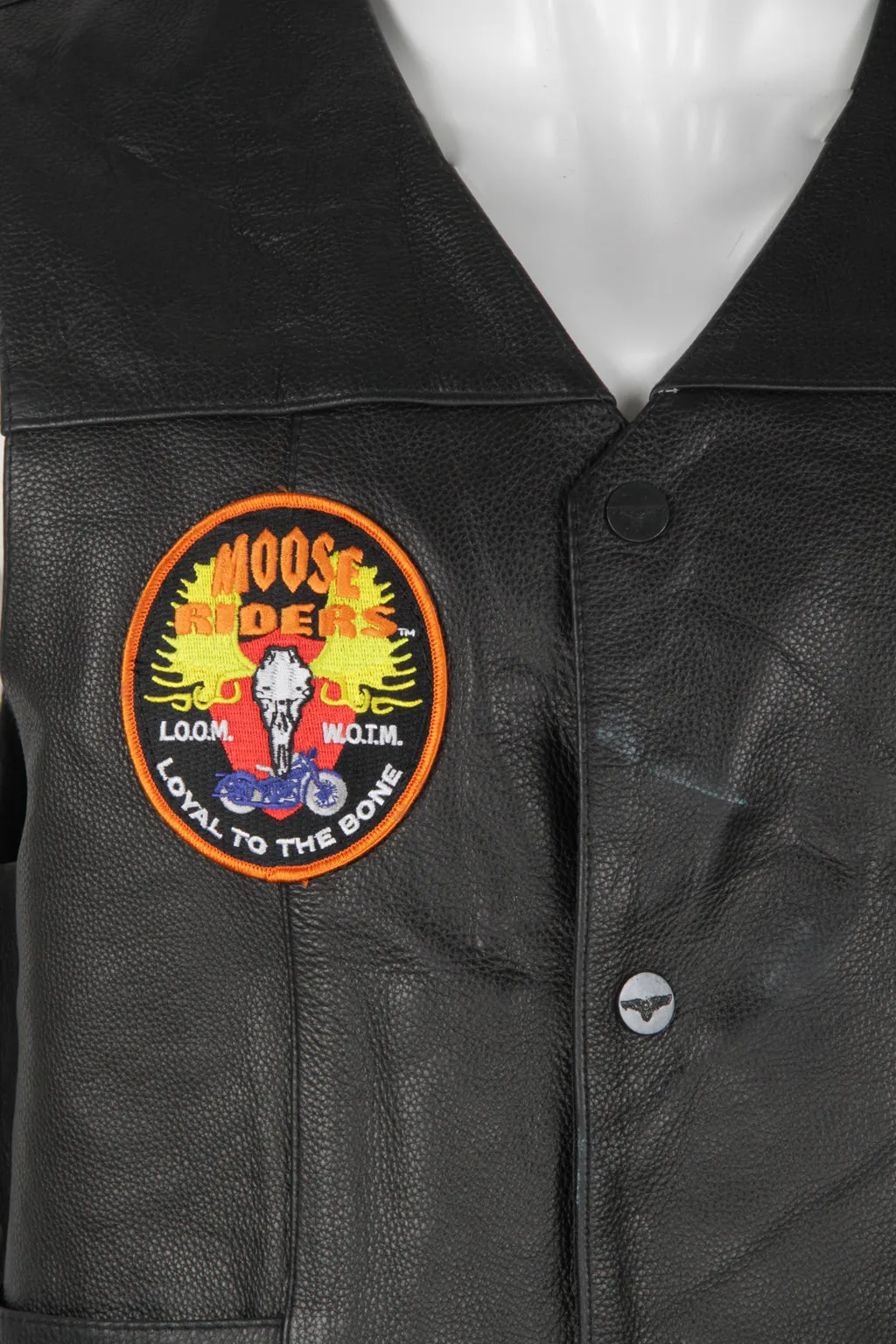 Patched Moosehead MC Leather biker vest - XL