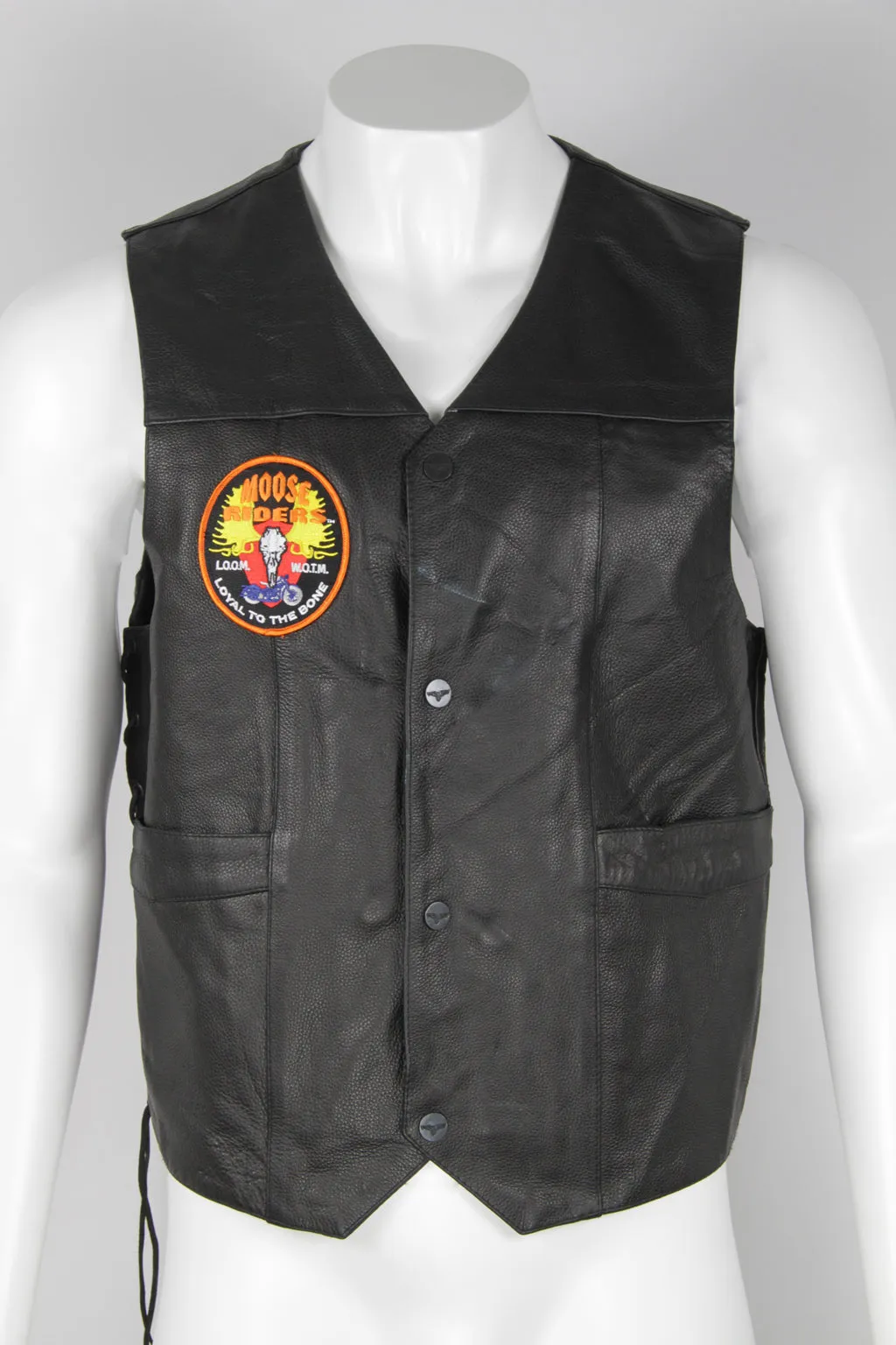 Patched Moosehead MC Leather biker vest - XL