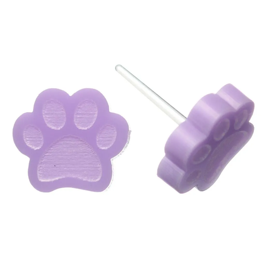 Paw Print Studs Hypoallergenic Earrings for Sensitive Ears Made with Plastic Posts