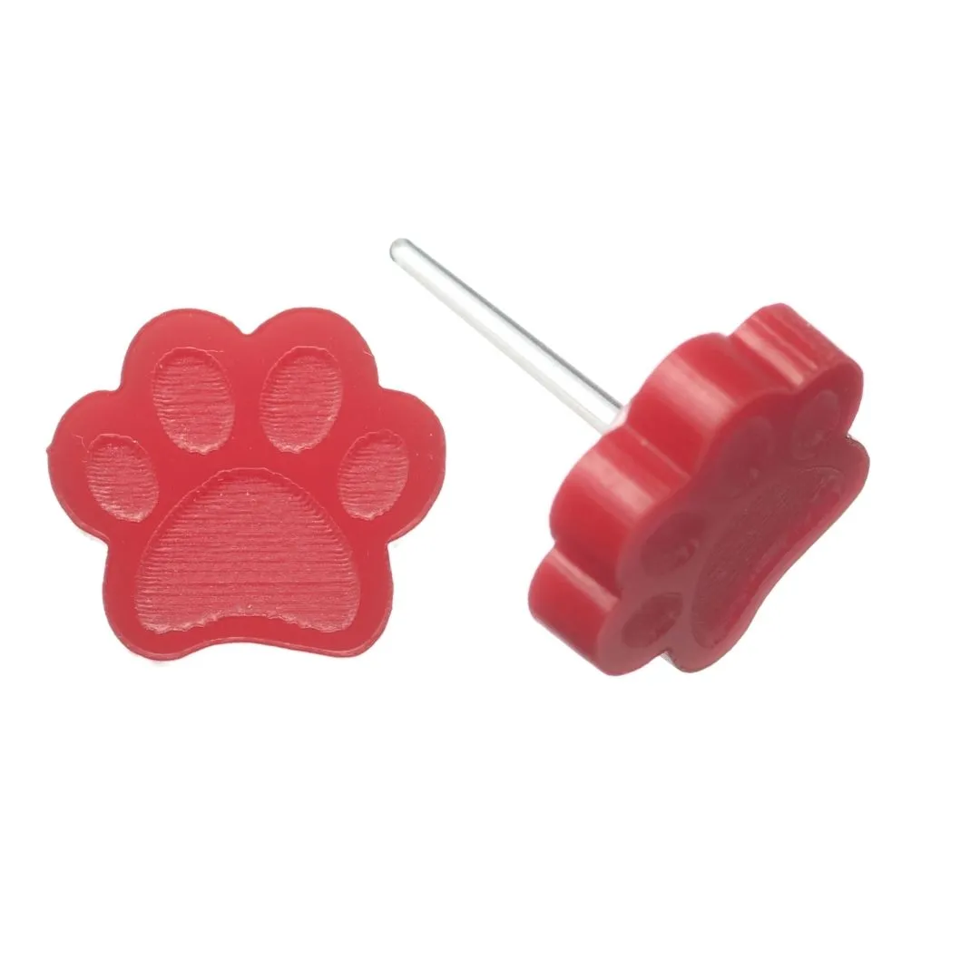 Paw Print Studs Hypoallergenic Earrings for Sensitive Ears Made with Plastic Posts