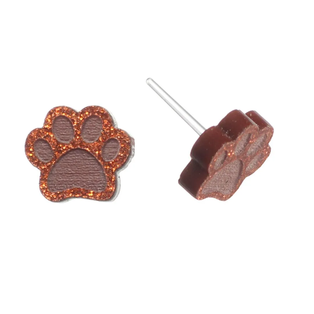 Paw Print Studs Hypoallergenic Earrings for Sensitive Ears Made with Plastic Posts