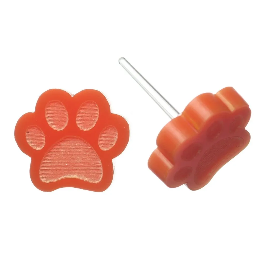 Paw Print Studs Hypoallergenic Earrings for Sensitive Ears Made with Plastic Posts