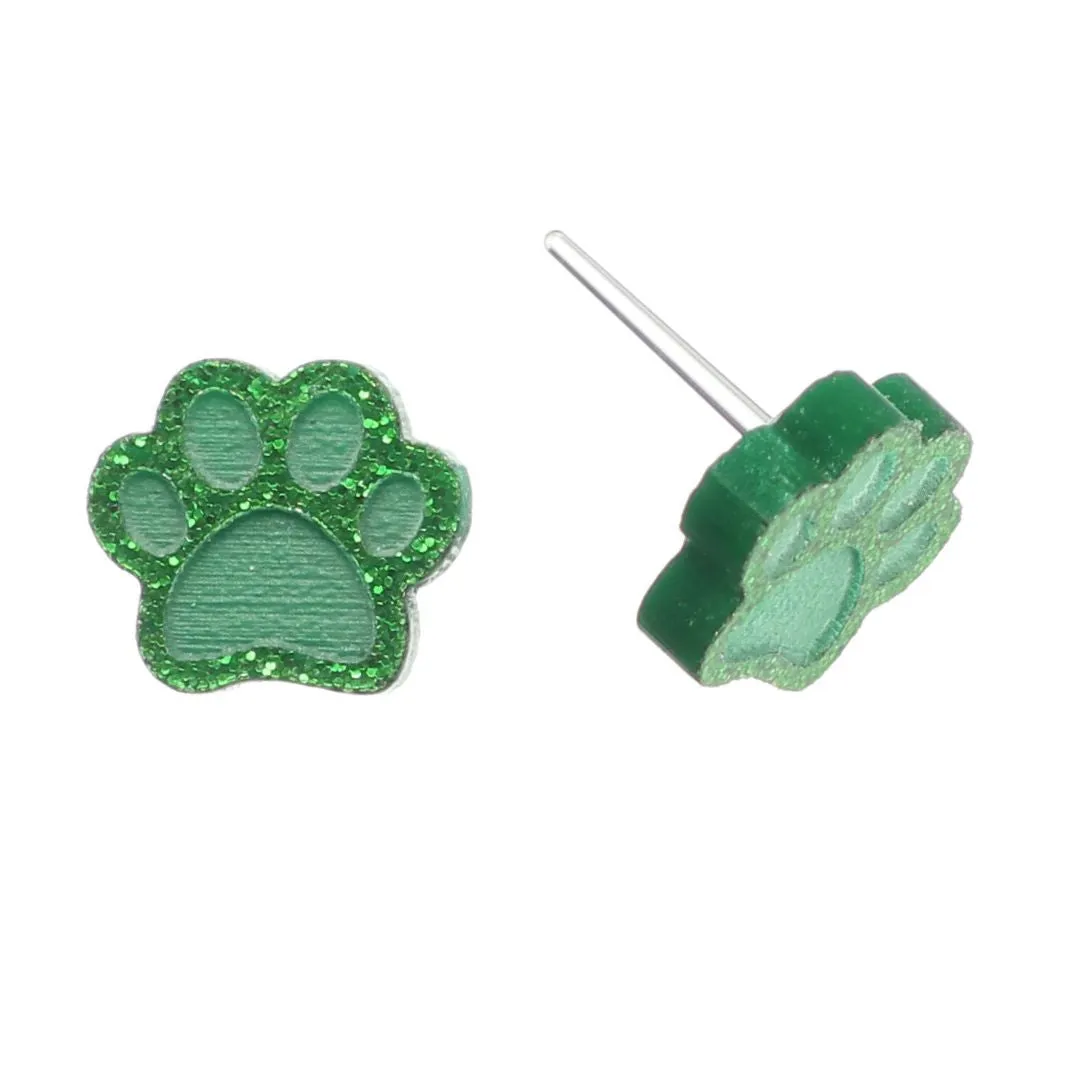 Paw Print Studs Hypoallergenic Earrings for Sensitive Ears Made with Plastic Posts