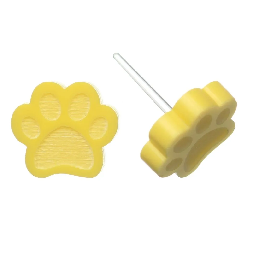 Paw Print Studs Hypoallergenic Earrings for Sensitive Ears Made with Plastic Posts