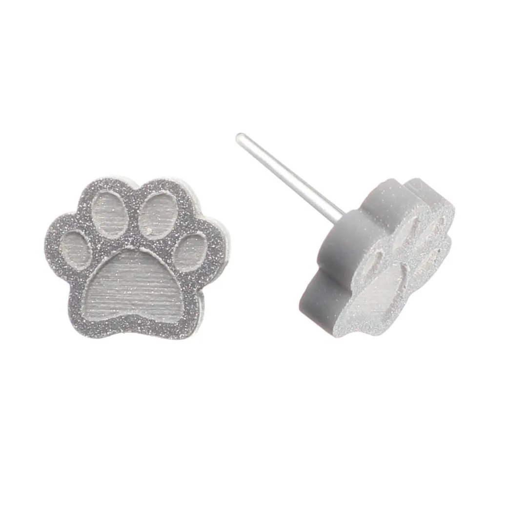 Paw Print Studs Hypoallergenic Earrings for Sensitive Ears Made with Plastic Posts