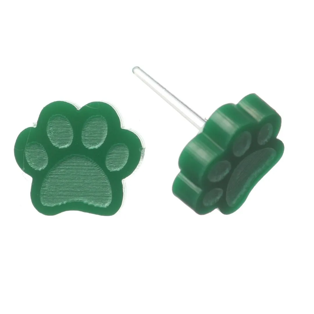 Paw Print Studs Hypoallergenic Earrings for Sensitive Ears Made with Plastic Posts