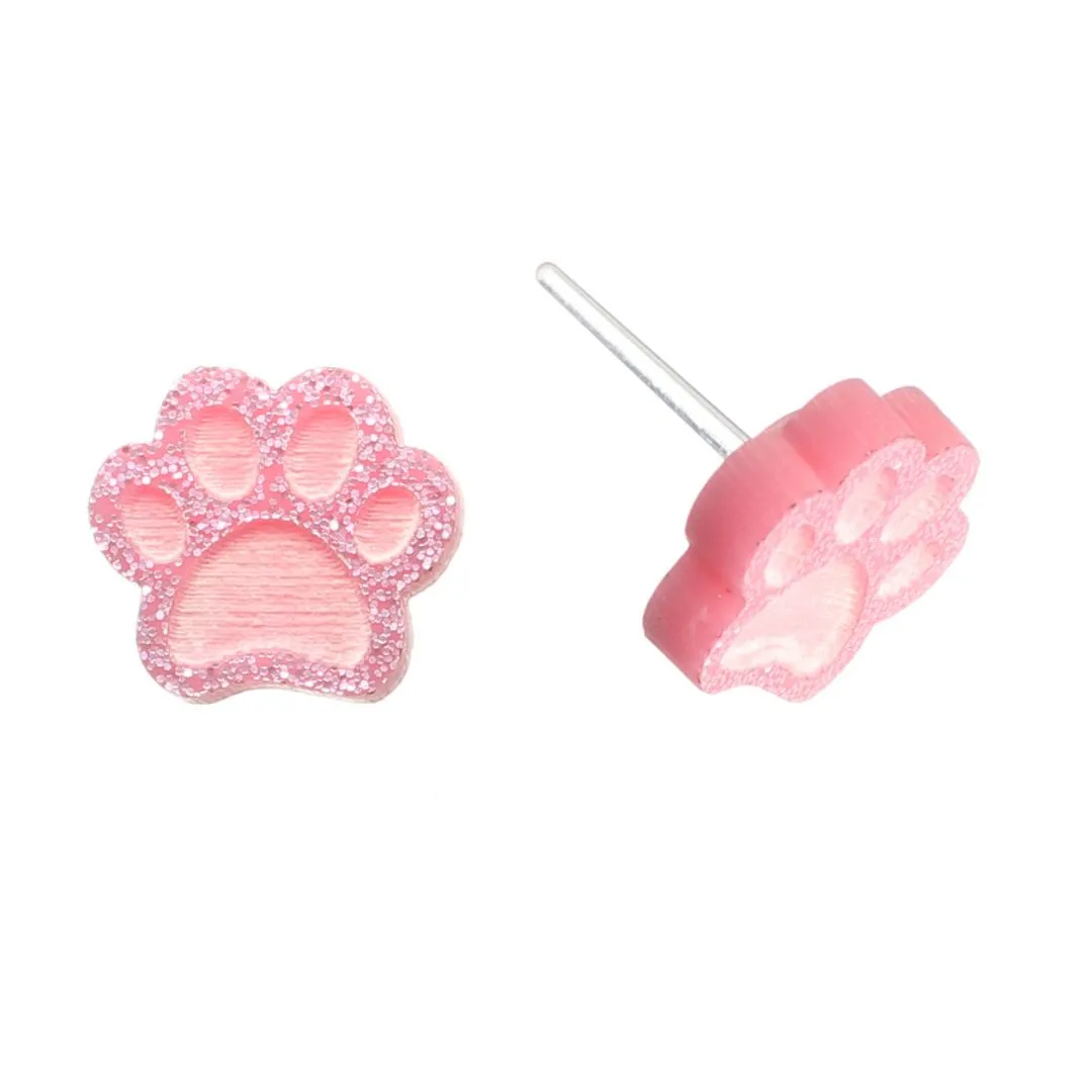 Paw Print Studs Hypoallergenic Earrings for Sensitive Ears Made with Plastic Posts