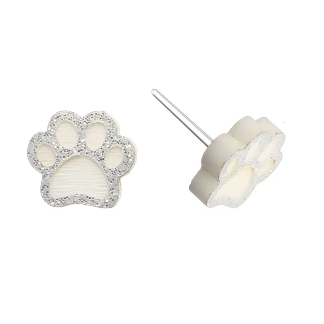 Paw Print Studs Hypoallergenic Earrings for Sensitive Ears Made with Plastic Posts