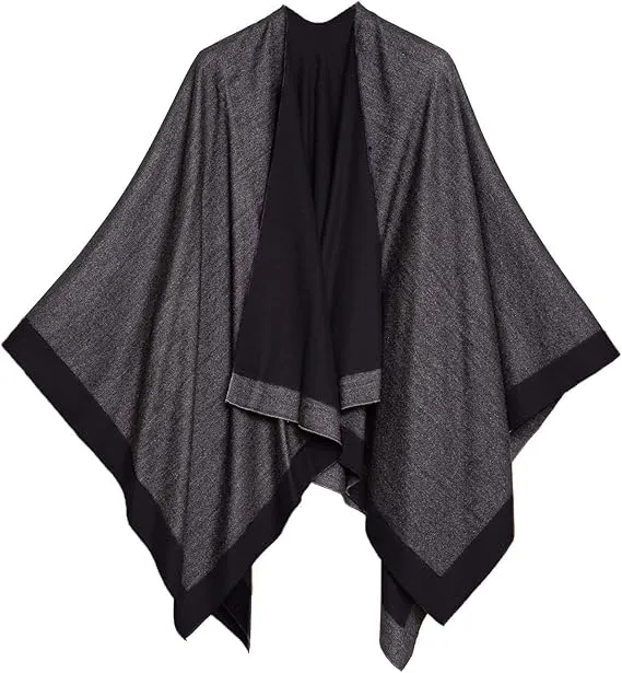 Pearl Gray Luxurious Knit Sweater Poncho Cardigan