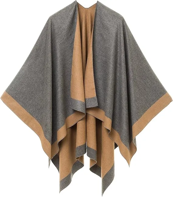 Pearl Gray Luxurious Knit Sweater Poncho Cardigan