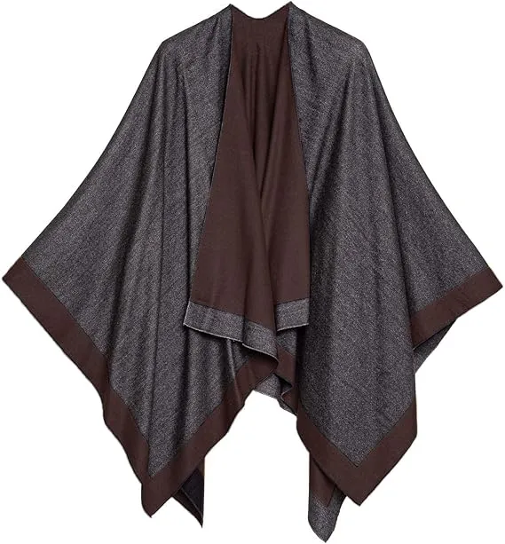 Pearl Gray Luxurious Knit Sweater Poncho Cardigan