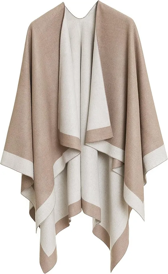 Pearl Gray Luxurious Knit Sweater Poncho Cardigan