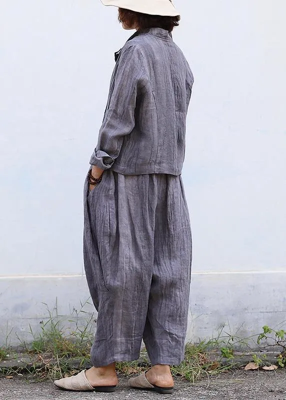 Personality linen casual gray pants loose 2019 autumn pants