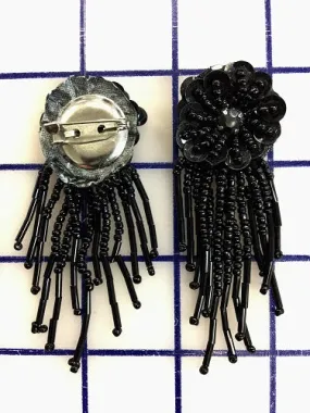 Pin - Beaded and Sequined Pin Black Close-Out