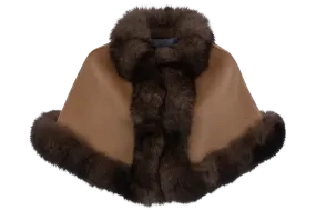 Pinto Ranch Cashmere & Fox Fur Stole - Dark Brown