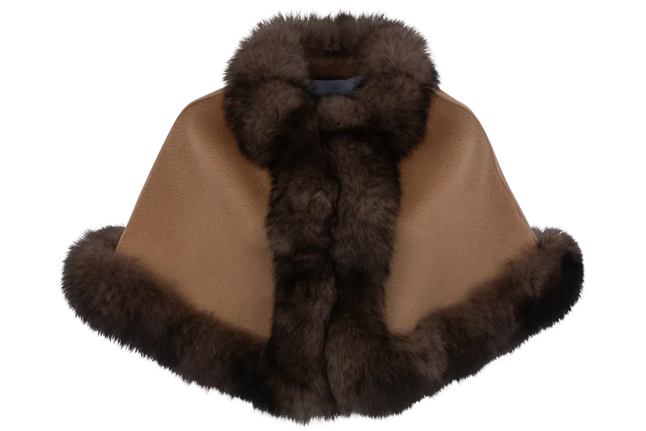 Pinto Ranch Cashmere & Fox Fur Stole - Dark Brown