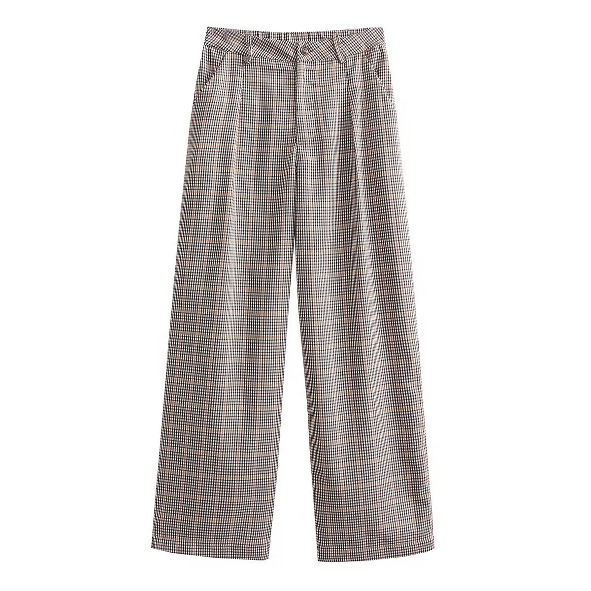 Plaid High Waist Trousers