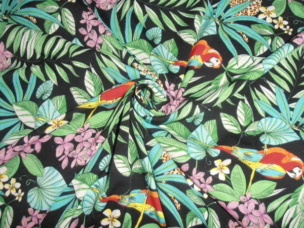 POLY CREPE SUMMER COOL FABRIC JUNGLE PRINT 44&quot;