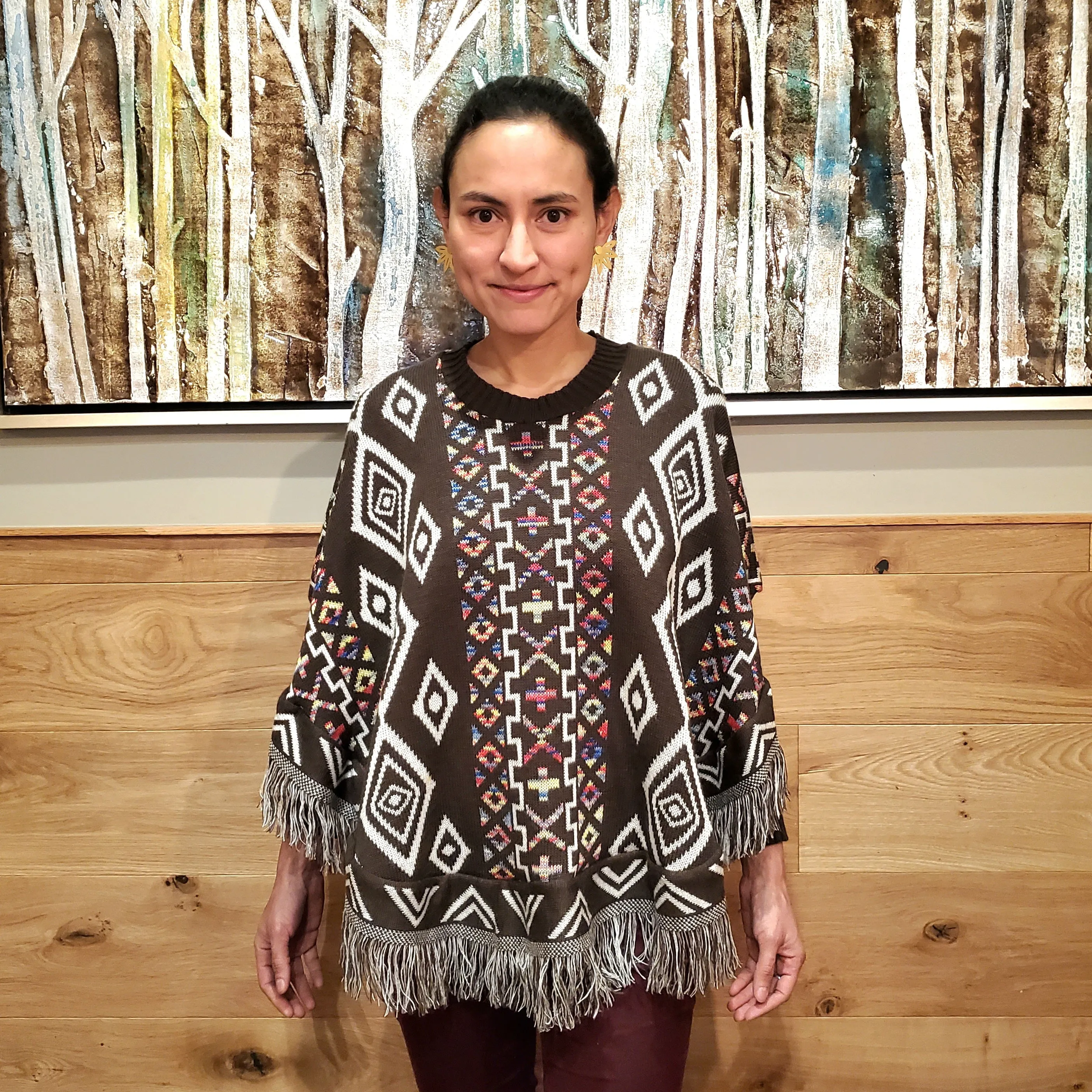 Poncho with sleeves, Ruana, mananita. Mexican sweater, artisanal made, 100% cotton.