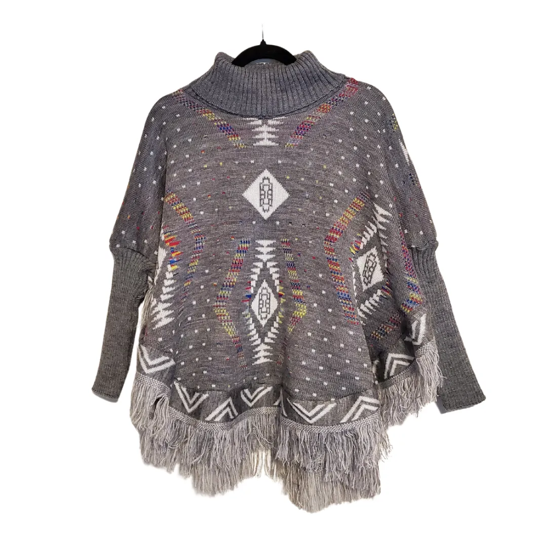 Poncho with sleeves, Ruana, mananita. Mexican sweater, artisanal made, 100% cotton.