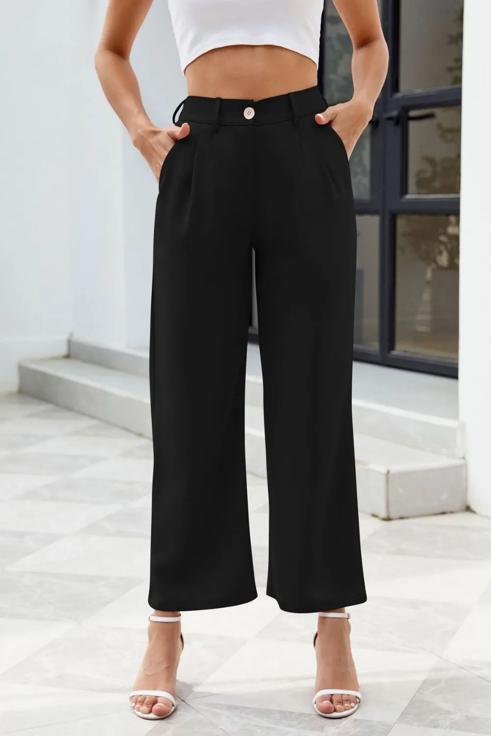 PRE-ORDER: Pocketed High Waist Wide Leg Pants