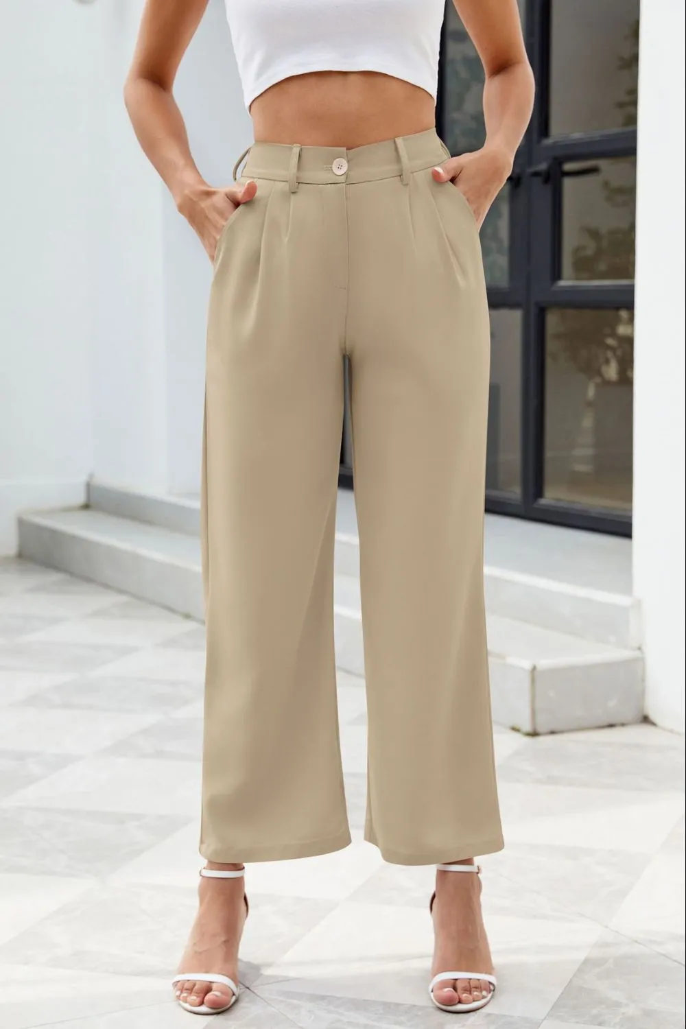 PRE-ORDER: Pocketed High Waist Wide Leg Pants