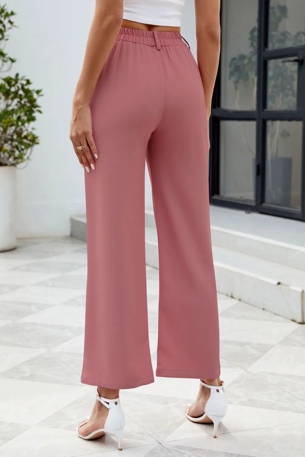 PRE-ORDER: Pocketed High Waist Wide Leg Pants