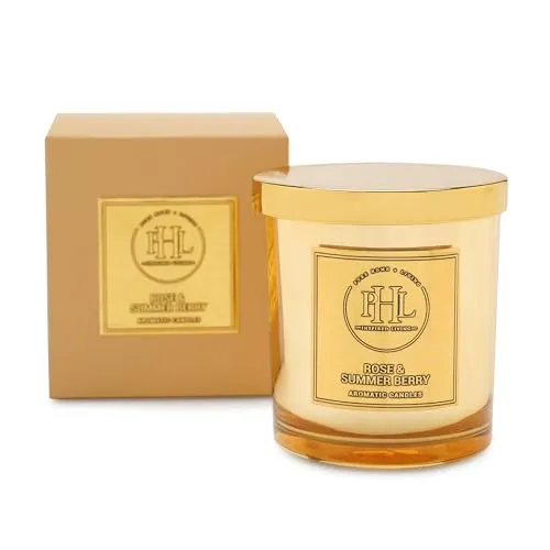 Pure Home   Living Gold Rose and Summer Berry Jar Candle