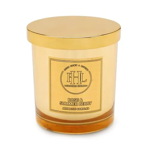 Pure Home   Living Gold Rose and Summer Berry Jar Candle