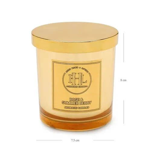 Pure Home   Living Gold Rose and Summer Berry Jar Candle