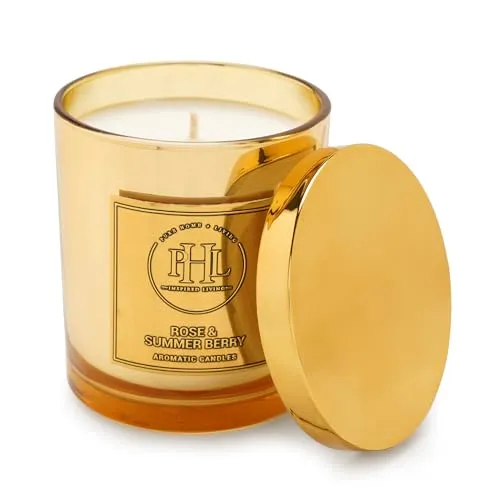 Pure Home   Living Gold Rose and Summer Berry Jar Candle