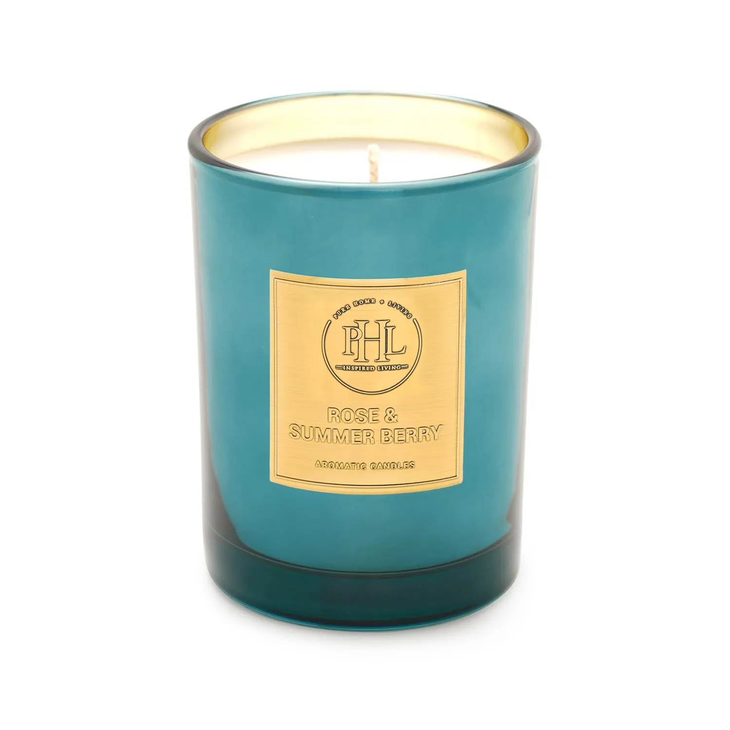 Pure Home   Living Rose and Summer Berry Scented Teal Wax Filled Jar Candle