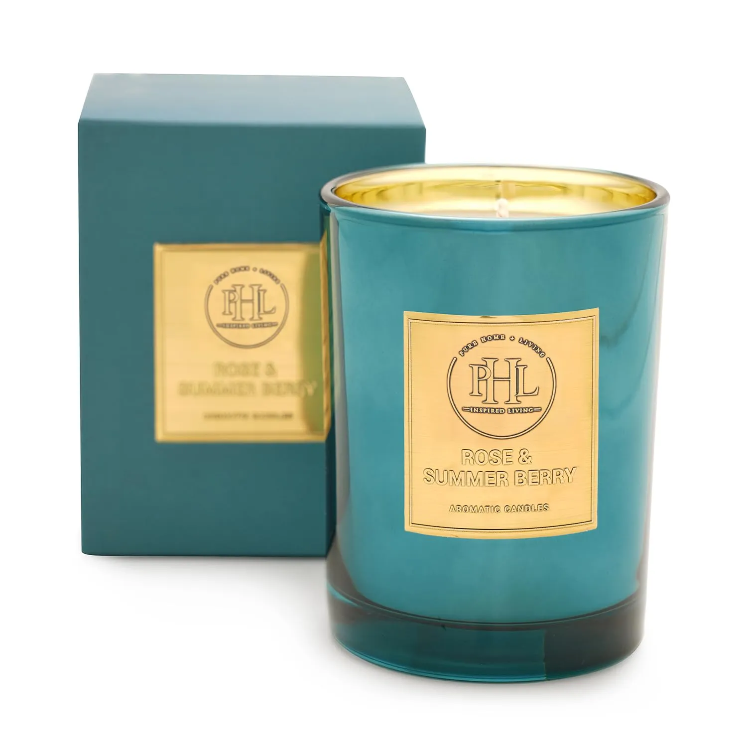 Pure Home   Living Rose and Summer Berry Scented Teal Wax Filled Jar Candle