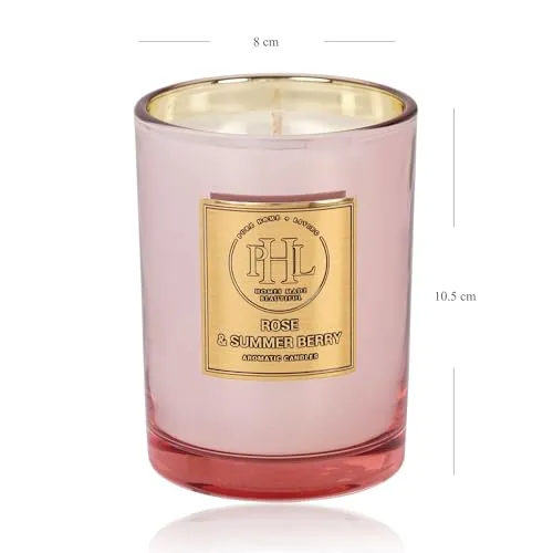 Pure Home   Living Rose and Summer Berry Scented Wax Filled Jar Candle - Pink