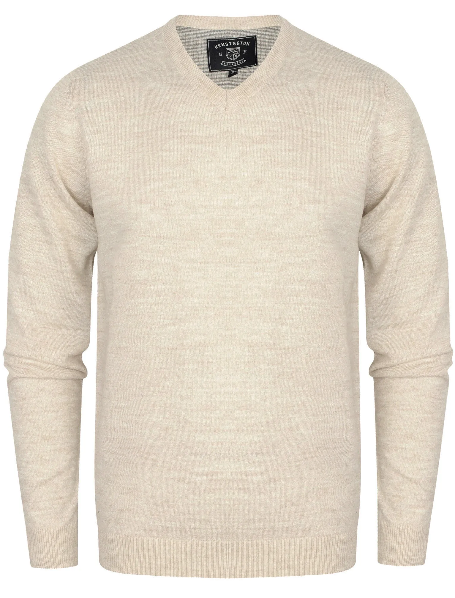 Quarters Wool Blend V Neck Jumper In Oatgrey Marl - Kensington Eastside