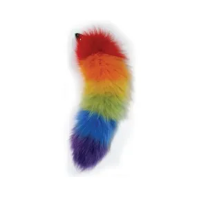 Rainbow Foxy Tail  Fur Tail With Stainless Steel Butt Plug