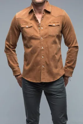 Ranger Colored Denim Snap Shirt In Stoned Ruggine