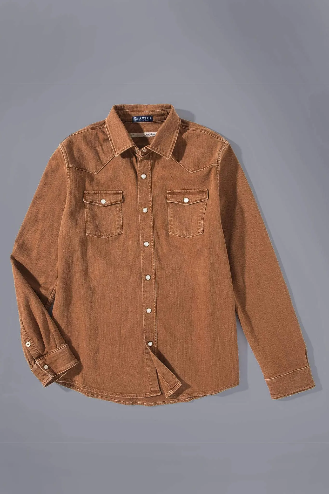 Ranger Colored Denim Snap Shirt In Stoned Ruggine