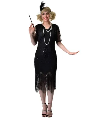 Ravishing Black Sequin 1920s Gatsby Womens Plus Size Costume